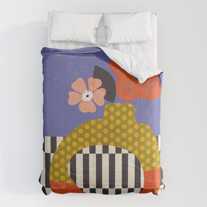 mid century modern bloom shapes Comforter Gallery Image 6
