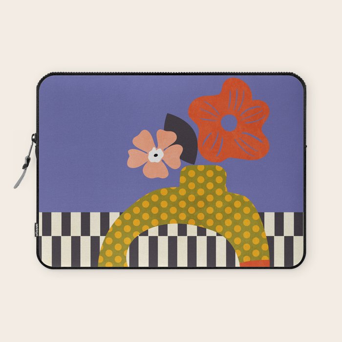 mid century modern bloom shapes Laptop Sleeve Gallery Image 1