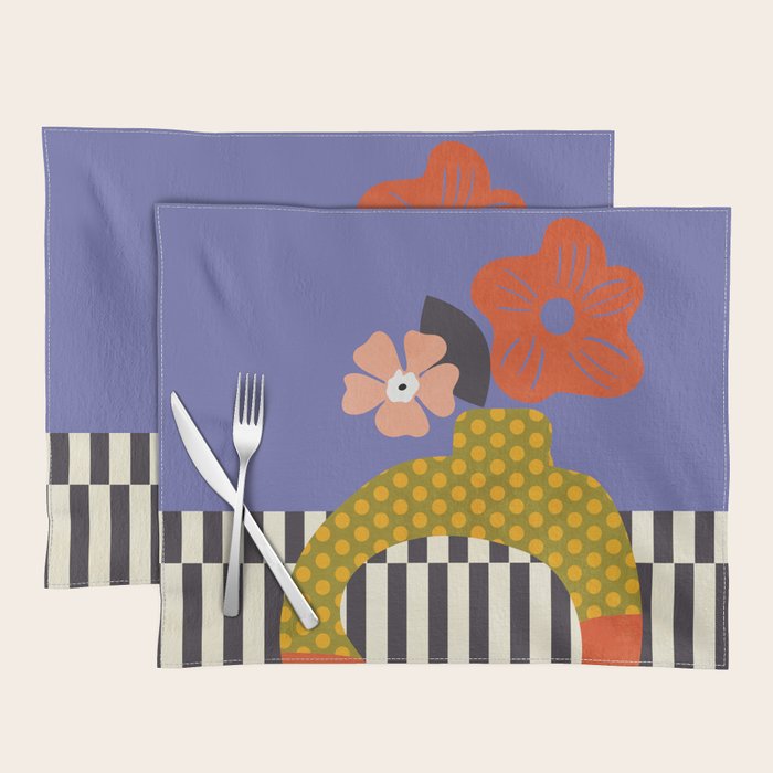 mid century modern bloom shapes Placemat Gallery Image 1