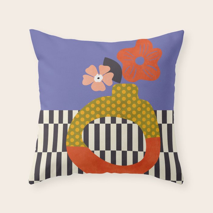 mid century modern bloom shapes Throw Pillow Gallery Image 6