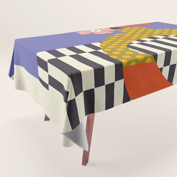 mid century modern bloom shapes Tablecloth Gallery Image 1