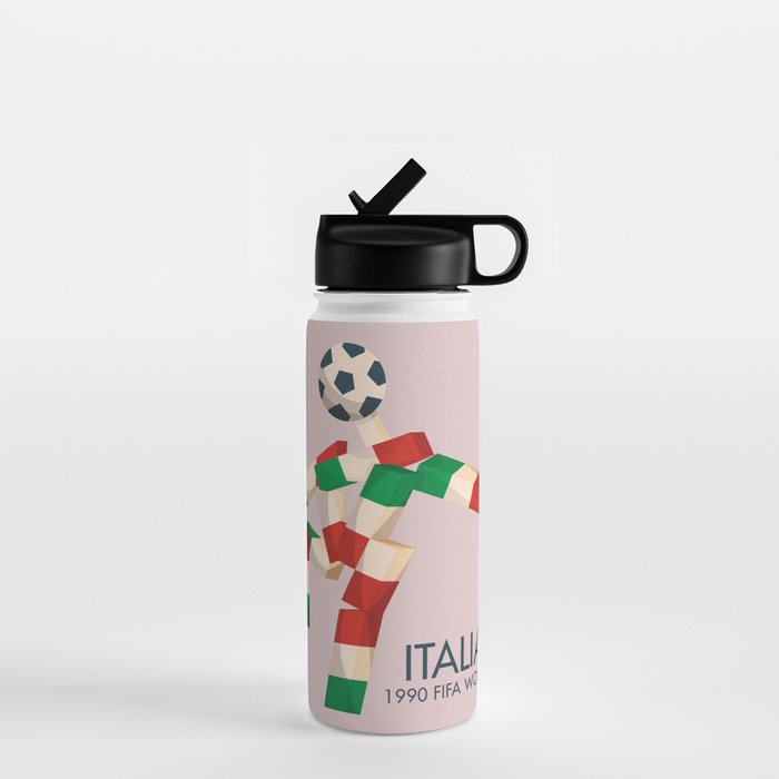 Vintage World Cup poster, Ciao, Italia 90 mascot, old football print Water Bottle Gallery Image 1