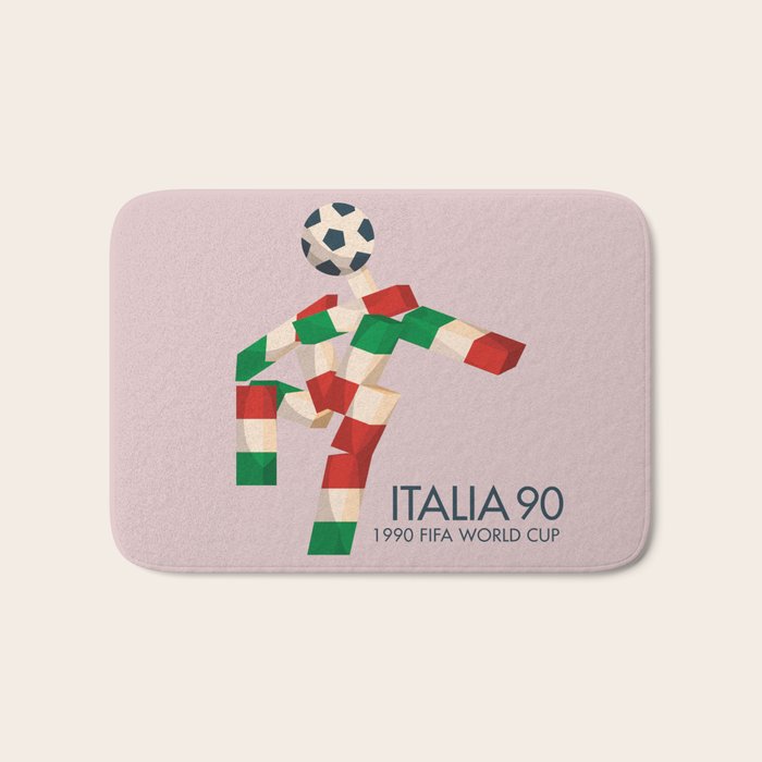 Vintage World Cup poster, Ciao, Italia 90 mascot, old football print Bath Mat Gallery Image 1