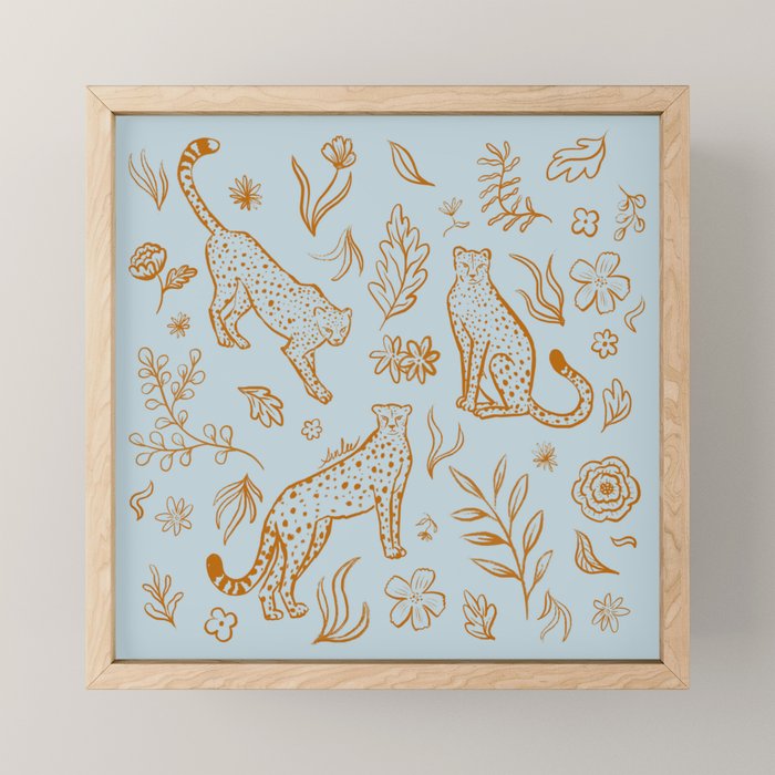 Cheetahs and Plants Boho Mini Art Print Gallery Image 1