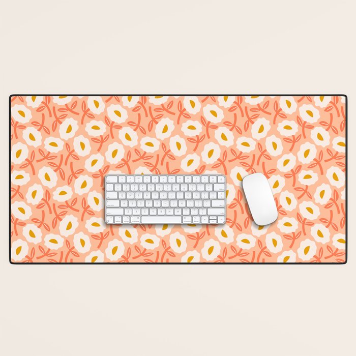 Floral Bliss Pattern - Peach Fuzz Desk Mat Gallery Image 1