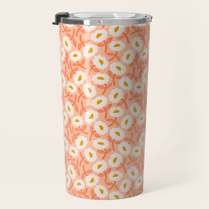 Floral Bliss Pattern - Peach Fuzz Travel Mug Gallery Image 3