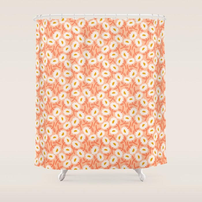 Floral Bliss Pattern - Peach Fuzz Shower Curtain Gallery Image 1