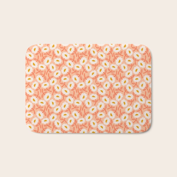 Floral Bliss Pattern - Peach Fuzz Bath Mat Gallery Image 1