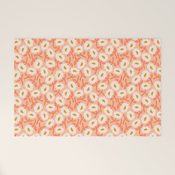 Floral Bliss Pattern - Peach Fuzz Welcome Mat Gallery Image 1