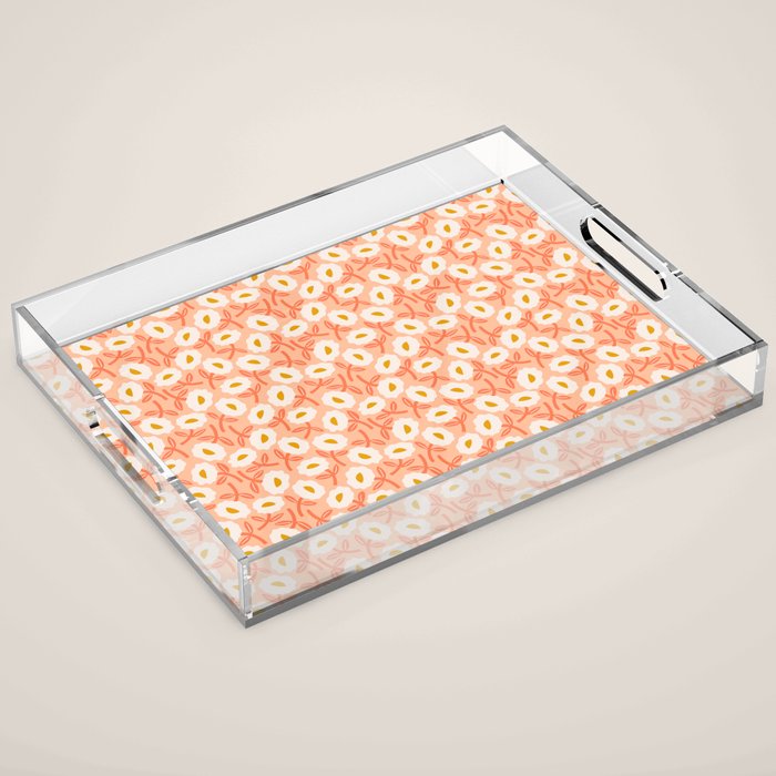 Floral Bliss Pattern - Peach Fuzz Acrylic Tray Gallery Image 1