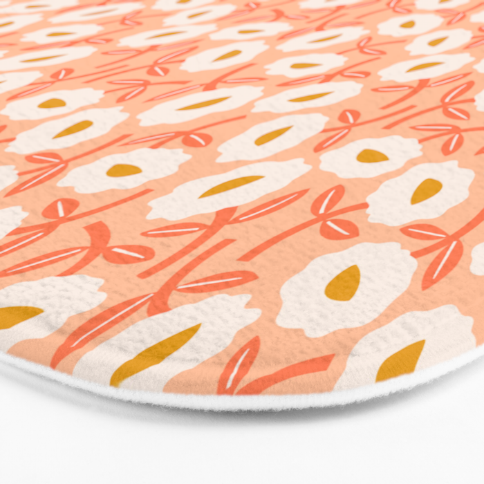 Floral Bliss Pattern - Peach Fuzz Bath Mat Gallery Image 3