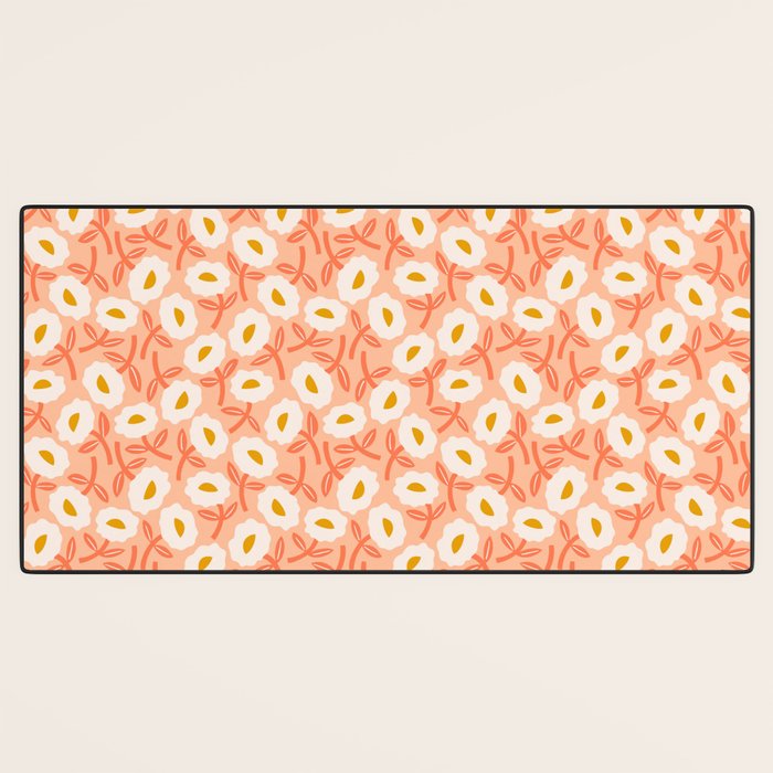 Floral Bliss Pattern - Peach Fuzz Desk Mat Gallery Image 3