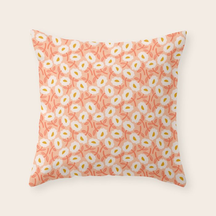 Floral Bliss Pattern - Peach Fuzz Throw Pillow Gallery Image 6