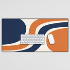 Abstract Shapes 66 in Vintage Orange and Navy Blue Desk Mat Gallery Image 1