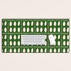 Green Boho Quilt Pattern Desk Mat Gallery Image 1