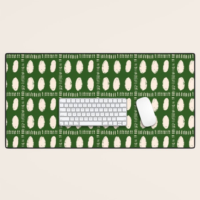 Green Boho Quilt Pattern Desk Mat Gallery Image 1