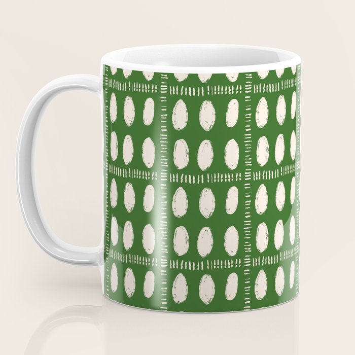 Green Boho Quilt Pattern Coffee Mug Gallery Image 3