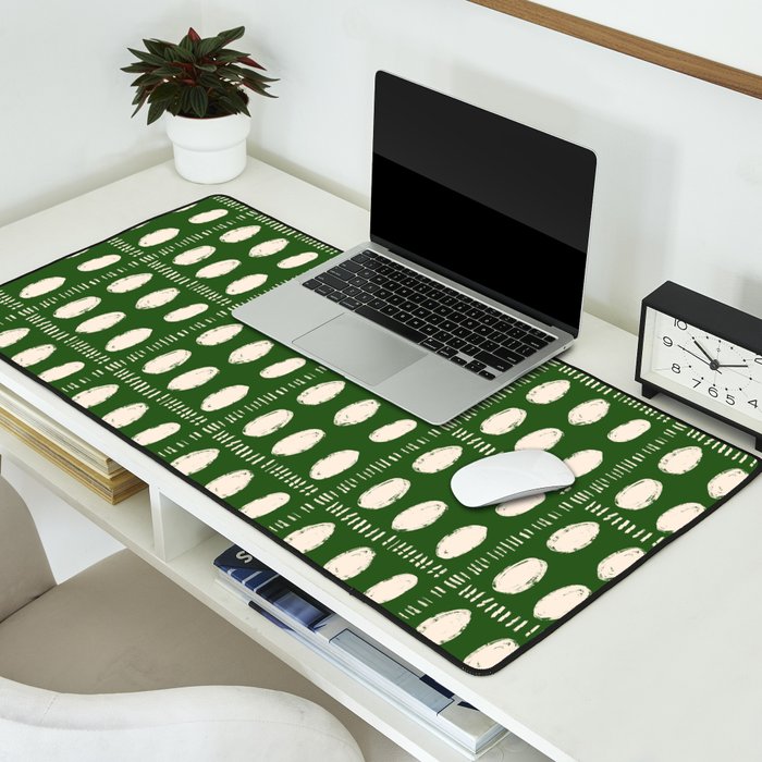 Green Boho Quilt Pattern Desk Mat Gallery Image 2