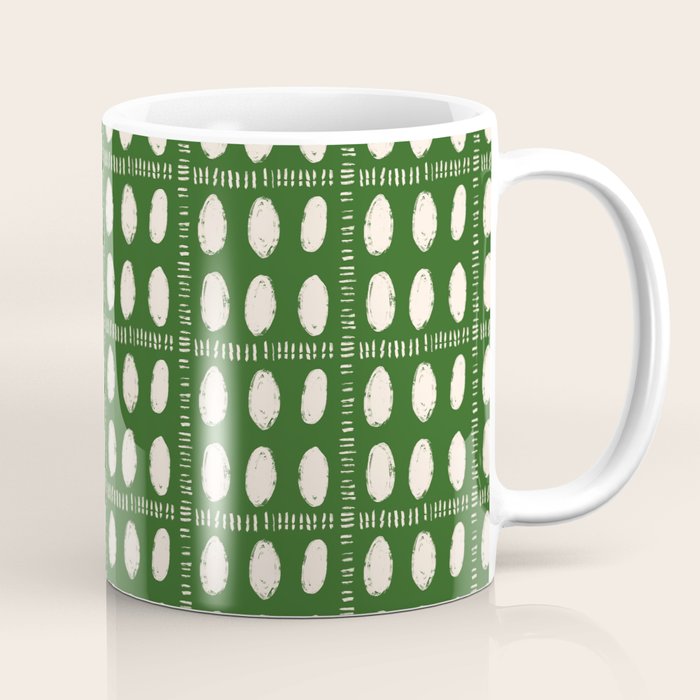 Green Boho Quilt Pattern Coffee Mug Gallery Image 1