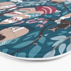 Hygge sloth // turquoise and red Bath Mat Gallery Image 3