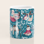 Hygge sloth // turquoise and red Coffee Mug Gallery Image 4