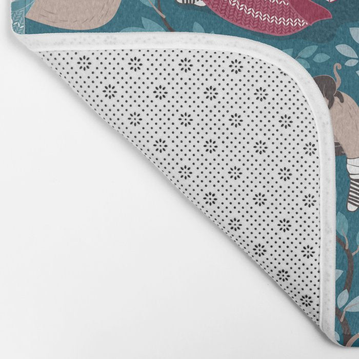 Hygge sloth // turquoise and red Bath Mat Gallery Image 2