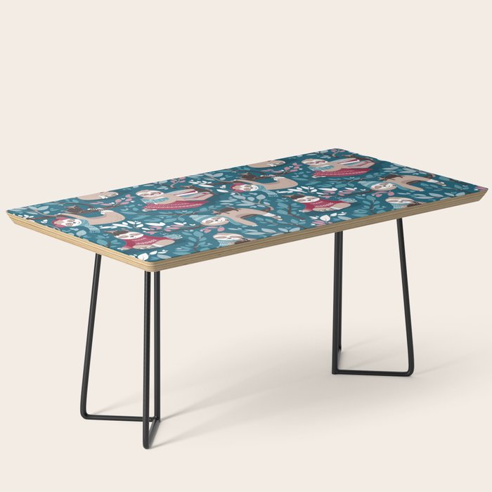 Hygge sloth // turquoise and red Coffee Table Gallery Image 1