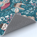 Hygge sloth // turquoise and red Rug Gallery Image 4