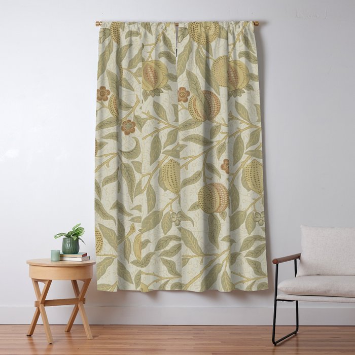 William Morris Vintage Fruit Parchment Bayleaf Pattern Window Curtain Gallery Image 1