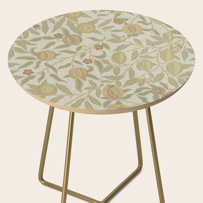 William Morris Vintage Fruit Parchment Bayleaf Pattern Side Table Gallery Image 2
