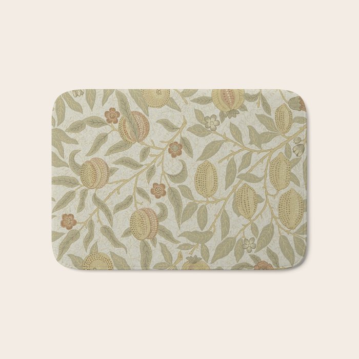 William Morris Vintage Fruit Parchment Bayleaf Pattern Bath Mat Gallery Image 1
