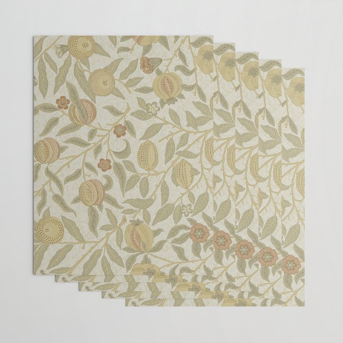William Morris Vintage Fruit Parchment Bayleaf Pattern Wrapping Paper Gallery Image 3