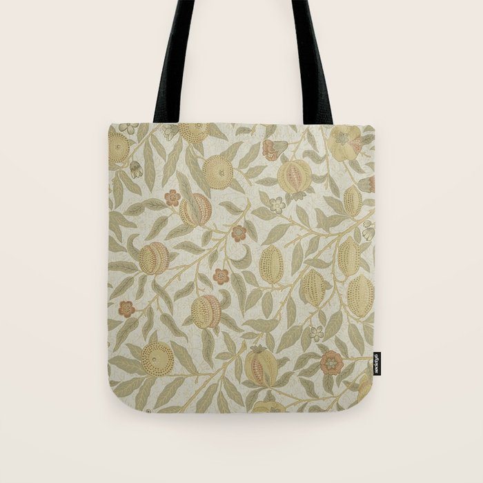 William Morris Vintage Fruit Parchment Bayleaf Pattern Tote Bag Gallery Image 1