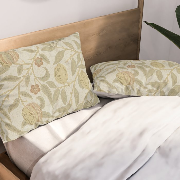 William Morris Vintage Fruit Parchment Bayleaf Pattern Pillow Sham Gallery Image 2