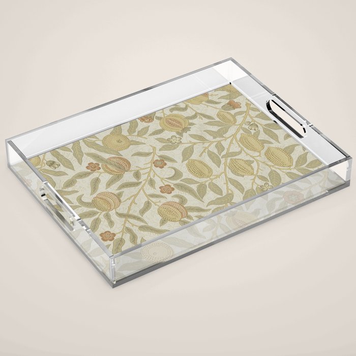 William Morris Vintage Fruit Parchment Bayleaf Pattern Acrylic Tray Gallery Image 1