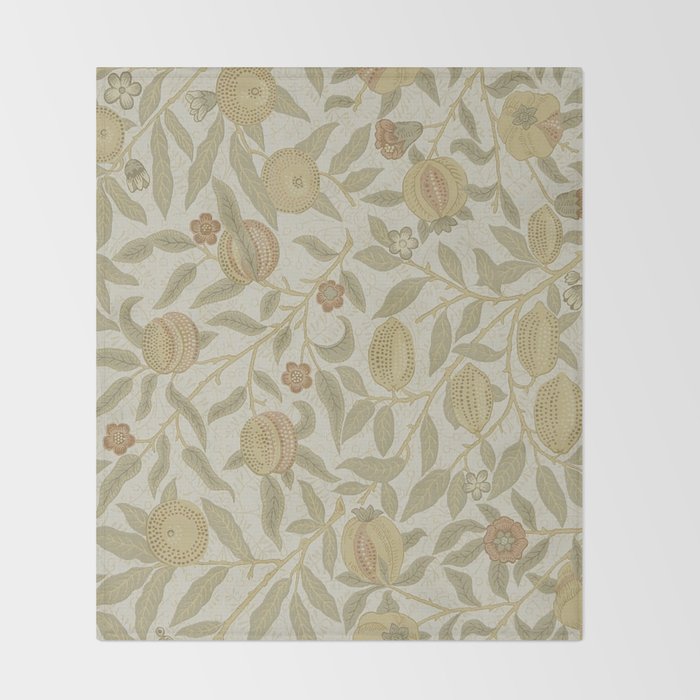 William Morris Vintage Fruit Parchment Bayleaf Pattern Throw Blanket Gallery Image 2