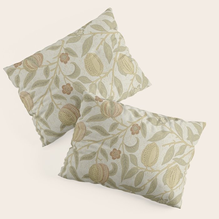 William Morris Vintage Fruit Parchment Bayleaf Pattern Pillow Sham Gallery Image 1