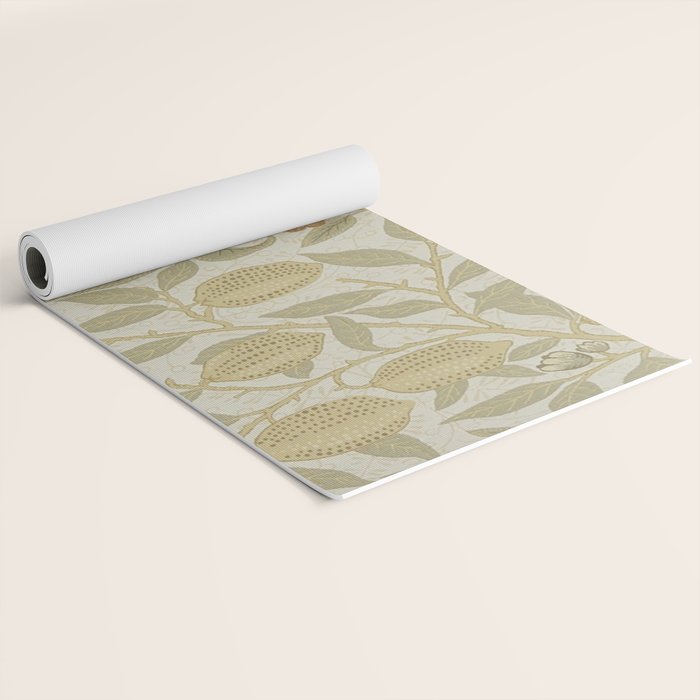 William Morris Vintage Fruit Parchment Bayleaf Pattern Yoga Mat Gallery Image 2