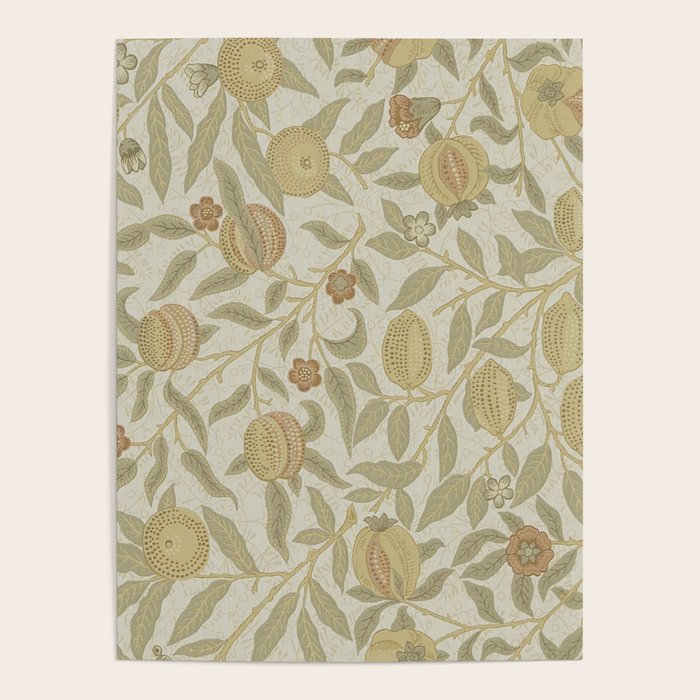 William Morris Vintage Fruit Parchment Bayleaf Pattern Poster Gallery Image 1