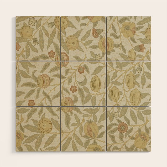 William Morris Vintage Fruit Parchment Bayleaf Pattern Wood Wall Art Gallery Image 1