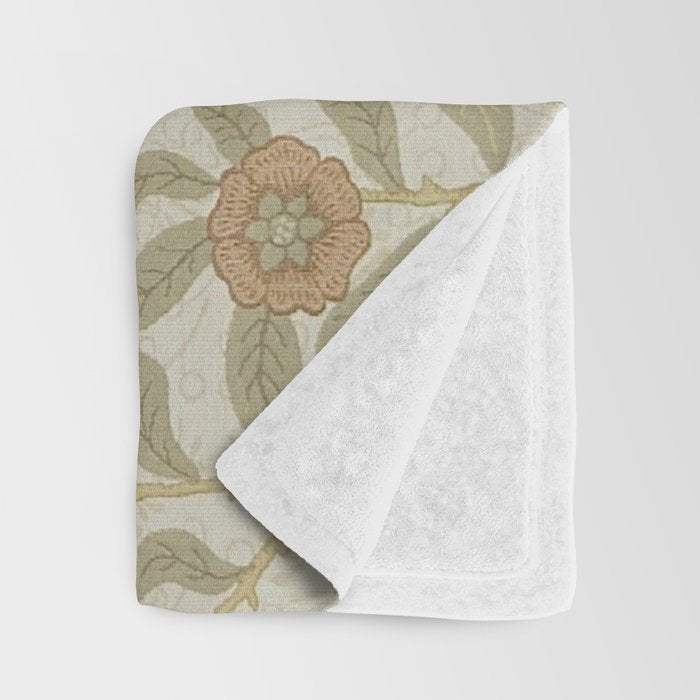 William Morris Vintage Fruit Parchment Bayleaf Pattern Throw Blanket Gallery Image 3