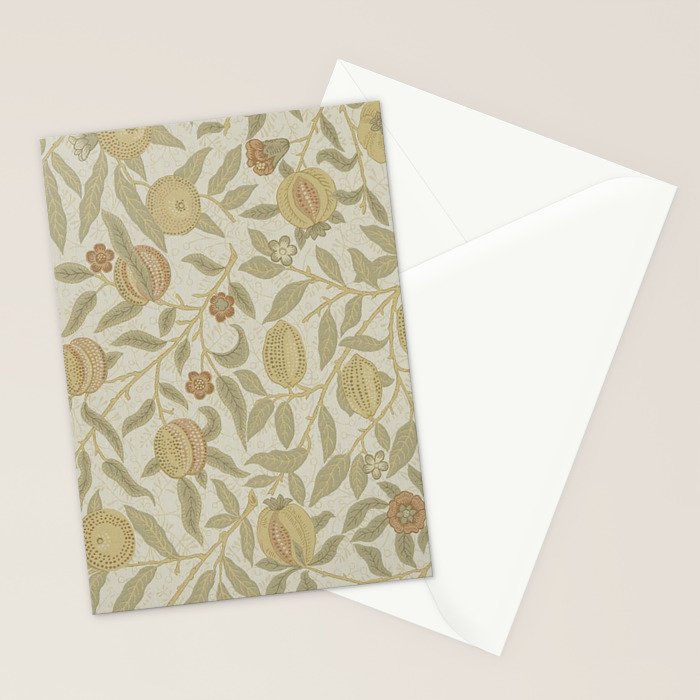 William Morris Vintage Fruit Parchment Bayleaf Pattern Stationery Card Gallery Image 2
