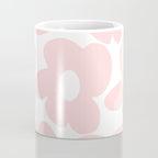 Large Baby Pink Retro Flowers on White Background #decor #society6 #buyart Coffee Mug Gallery Image 4
