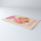 Bloom Retro Flowers in Vase Pink Orange Yellow Rug Gallery Image 3