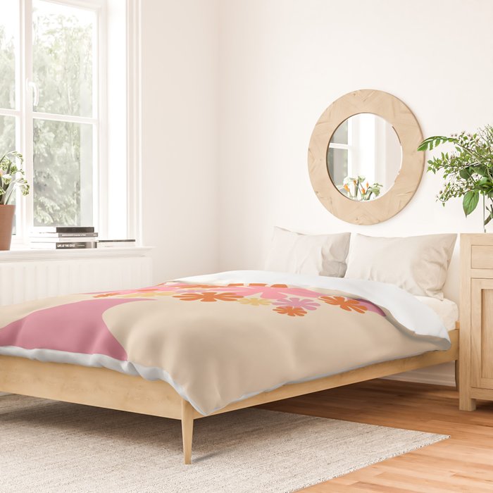 Bloom Retro Flowers in Vase Pink Orange Yellow Duvet Cover Gallery Image 2