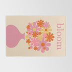 Bloom Retro Flowers in Vase Pink Orange Yellow Rug Gallery Image 2