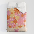 Bloom Retro Flowers in Vase Pink Orange Yellow Comforter Gallery Image 6