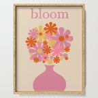 Bloom Retro Flowers in Vase Pink Orange Yellow Serving Tray Gallery Image 1