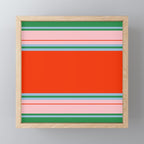Wide and Thin Stripes Minimal Color Block Pattern in Bold Red Orange, Light Pink, Light Blue, and Green Mini Art Print Gallery Image 1