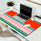 Wide and Thin Stripes Minimal Color Block Pattern in Bold Red Orange, Light Pink, Light Blue, and Green Desk Mat Gallery Image 2
